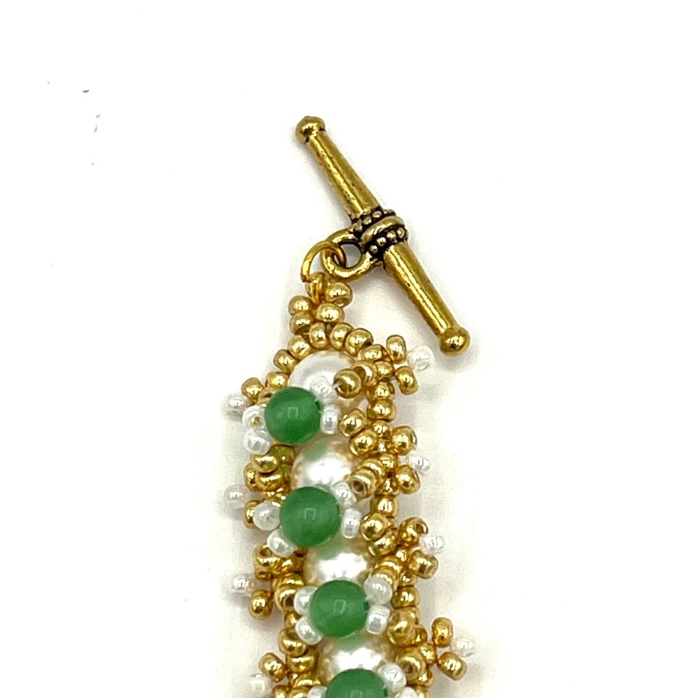 HAND CRAFTED Swarovski Pearl and Jade Party Bracelet - Picture 6 of 10